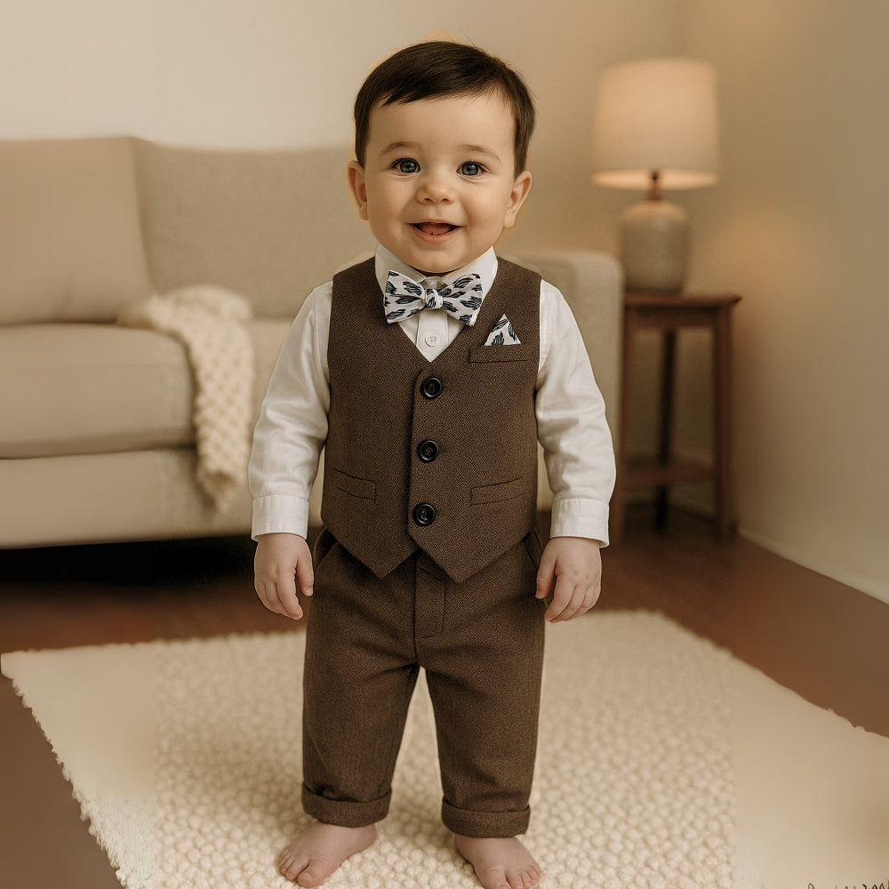 Boys Suit Set with Bow Tie – Elegant Kids Suit for Weddings and Special Occasions, Available in Multiple Sizes and Colors 3
