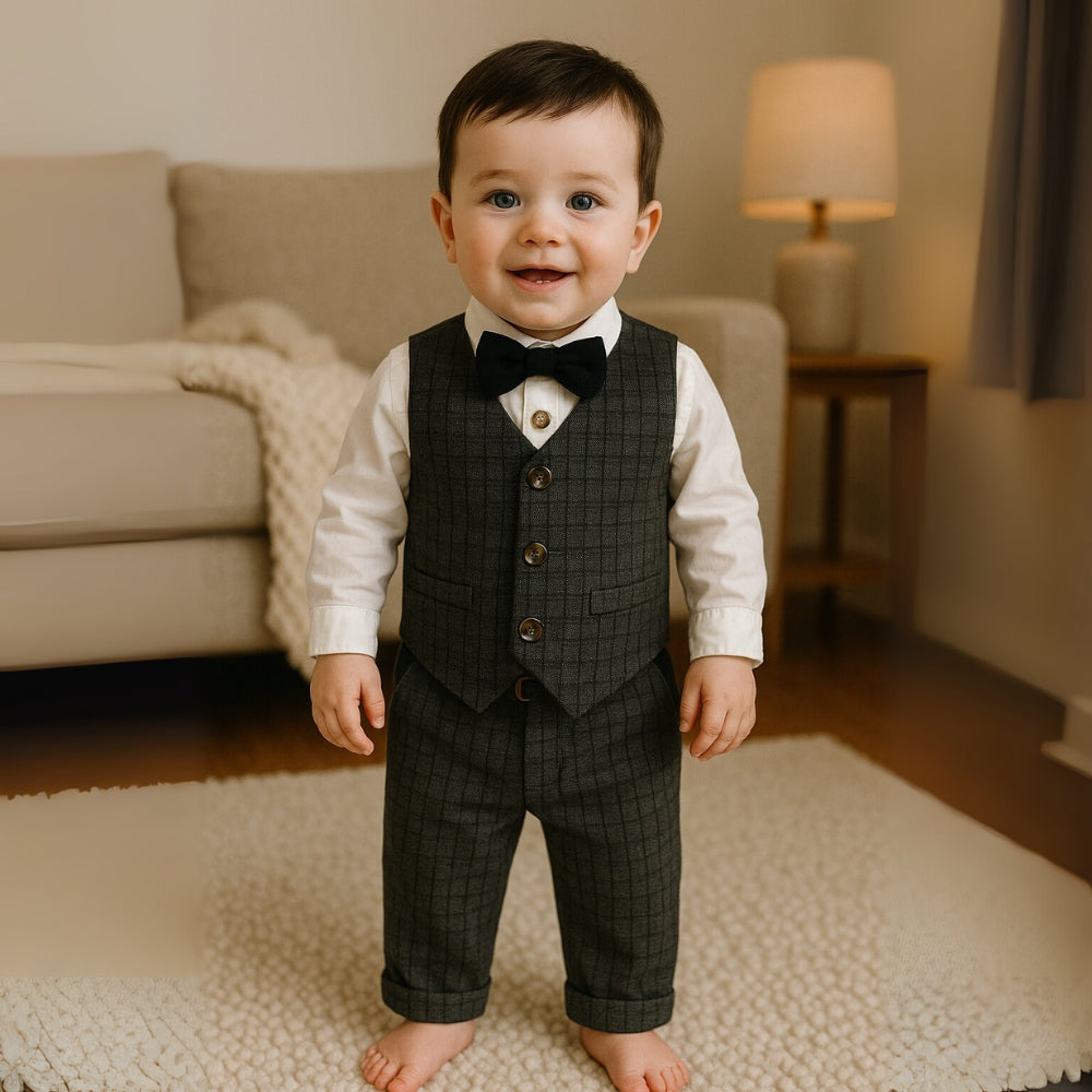 Boys Suit Set with Bow Tie – Elegant Kids Suit for Weddings and Special Occasions, Available in Multiple Sizes and Colors 5